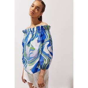 New Anthropologie Peter Som Marbled Off The Shoulder Blouse $120 XS